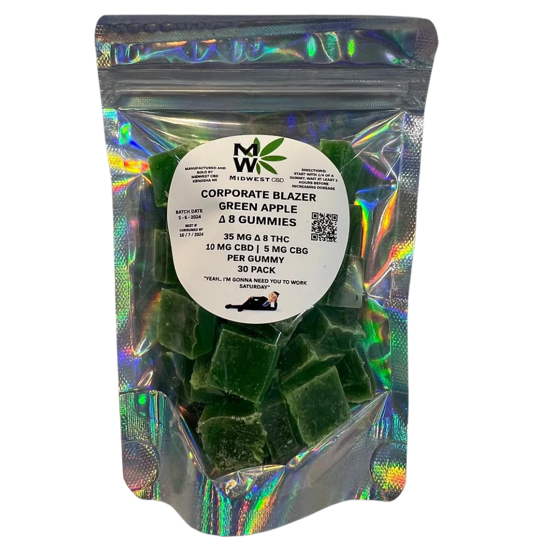 Midwest CBD Corporate Blazer Green Apple Delta 8 Gummies